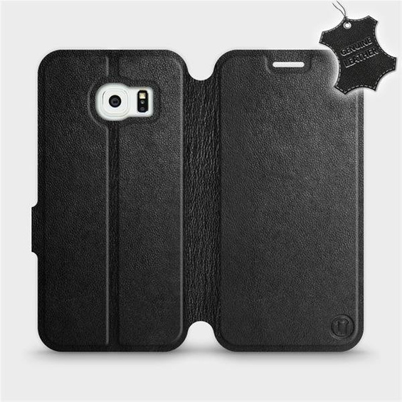 Etui ze skóry naturalnej do Samsung Galaxy S6 Edge - wzór Black Leather