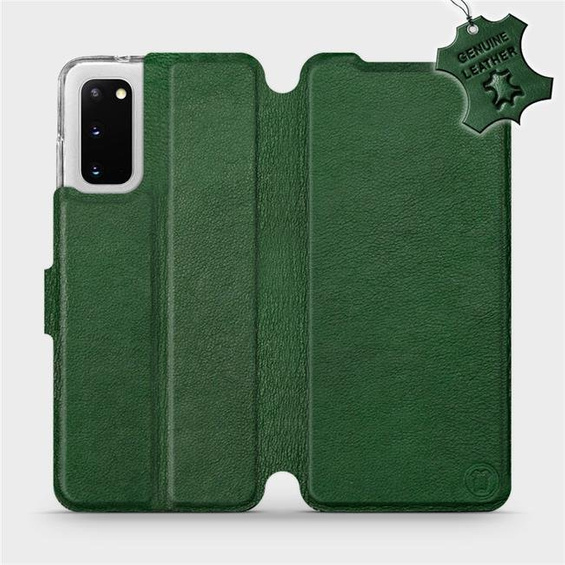 Etui ze skóry naturalnej do Samsung Galaxy S20 - wzór Green Leather