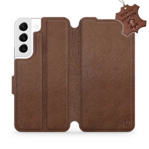Etui ze skóry naturalnej do Samsung Galaxy S22 - wzór Brown Leather