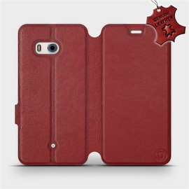 Etui ze skóry naturalnej do HTC U11 - wzór Dark Red Leather
