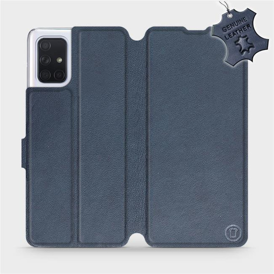 Etui ze skóry naturalnej do Samsung Galaxy A71 - wzór Blue Leather