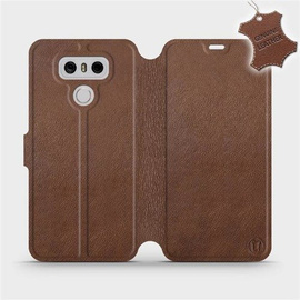 Etui ze skóry naturalnej do LG G6 - wzór Brown Leather