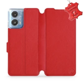 Etui ze skóry naturalnej do Motorola Moto G24 - wzór Red Leather