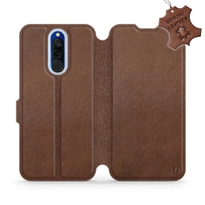 Etui ze skóry naturalnej do Xiaomi Redmi 8 - wzór Brown Leather