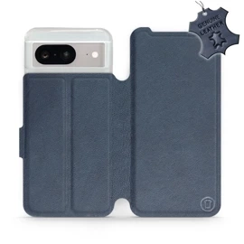 Etui ze skóry naturalnej do Google Pixel 8 - wzór Blue Leather