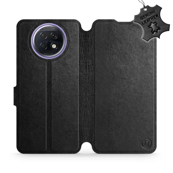 Etui ze skóry naturalnej do Xiaomi Redmi Note 9T - wzór Black Leather