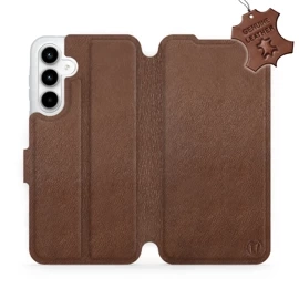 Etui ze skóry naturalnej do Samsung Galaxy A35 5G - wzór Brown Leather
