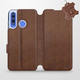 Etui ze skóry naturalnej do Huawei Honor 20 Lite - wzór Brown Leather