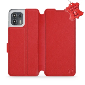 Etui ze skóry naturalnej do Motorola Edge 20 Lite - wzór Red Leather