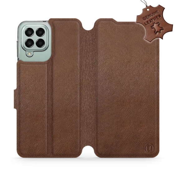 Etui ze skóry naturalnej do Samsung Galaxy M33 5G - wzór Brown Leather