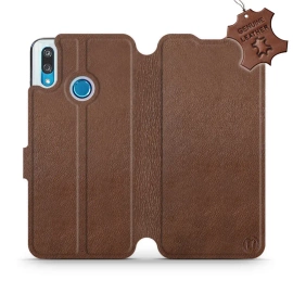 Etui ze skóry naturalnej do Huawei P Smart 2019 - wzór Brown Leather