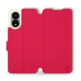 Etui Soft Touch do OPPO A38 - wzór Żywa czerwień z platyną