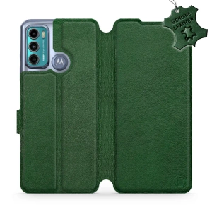 Etui ze skóry naturalnej do Motorola Moto G60 - wzór Green Leather