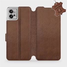 Etui ze skóry naturalnej do Motorola Moto G32 - wzór Brown Leather