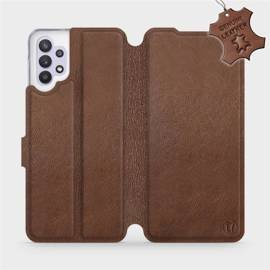 Etui ze skóry naturalnej do Samsung Galaxy A32 5G - wzór Brown Leather
