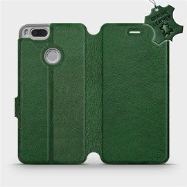 Etui ze skóry naturalnej do Xiaomi Mi A1 - wzór Green Leather