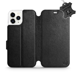 Etui ze skóry naturalnej do Apple iPhone 11 Pro - wzór Black Leather