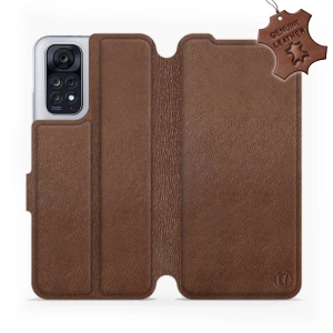 Etui ze skóry naturalnej do Xiaomi POCO M4 Pro 4G - wzór Brown Leather