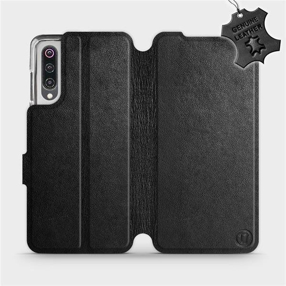 Etui ze skóry naturalnej do Xiaomi Mi 9 - wzór Black Leather