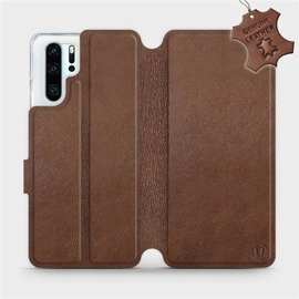 Etui ze skóry naturalnej do Huawei P30 Pro - wzór Brown Leather