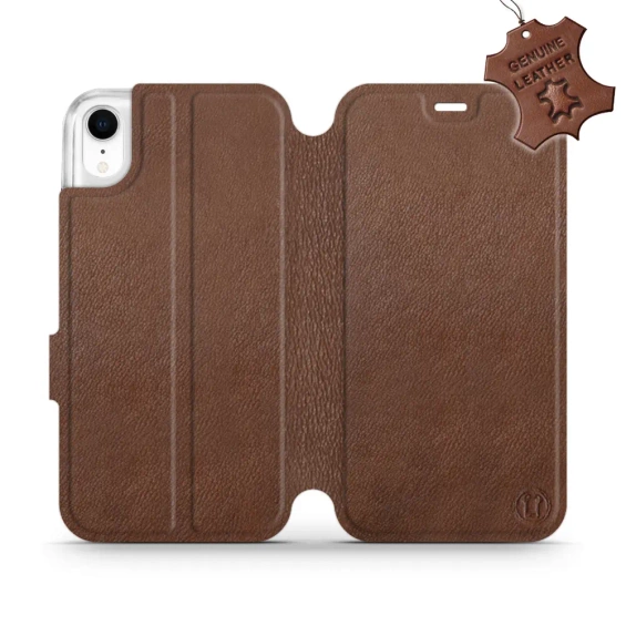Etui ze skóry naturalnej do Apple iPhone XR - wzór Brown Leather