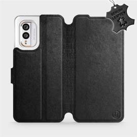 Etui ze skóry naturalnej do Nokia X30 5G - wzór Black Leather