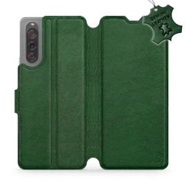Etui ze skóry naturalnej do Sony Xperia 10 V - wzór Green Leather