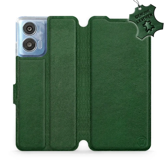 Etui ze skóry naturalnej do Motorola Moto G04 - wzór Green Leather