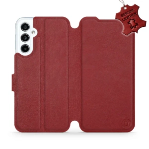 Etui ze skóry naturalnej do Samsung Galaxy M34 5G - wzór Dark Red Leather