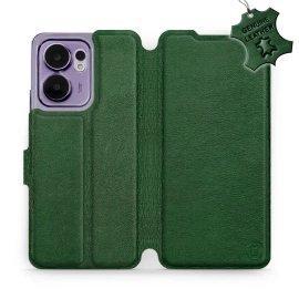 Etui ze skóry naturalnej do OPPO Reno 13 F 5G - wzór Green Leather