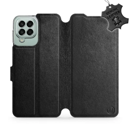 Etui ze skóry naturalnej do Samsung Galaxy M33 5G - wzór Black Leather