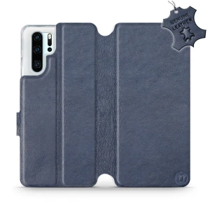 Etui ze skóry naturalnej do Huawei P30 Pro - wzór Blue Leather