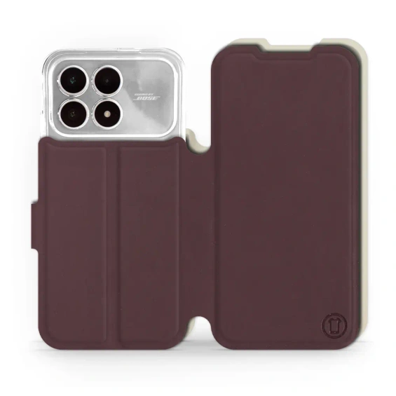 Etui Soft Touch do Xiaomi Poco F8 Pro - wzór Matowy burgund z platyną