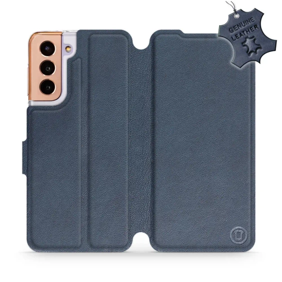Etui ze skóry naturalnej do Samsung Galaxy S21 - wzór Blue Leather