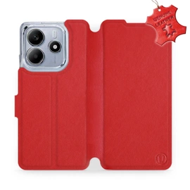 Etui ze skóry naturalnej do Xiaomi Redmi Note 14 5G - wzór Red Leather