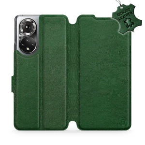 Etui ze skóry naturalnej do Huawei Honor 50 - wzór Green Leather