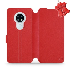 Etui ze skóry naturalnej do Nokia 6.2 - wzór Red Leather