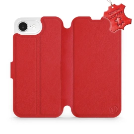 Etui ze skóry naturalnej do Apple iPhone 16e - wzór Red Leather