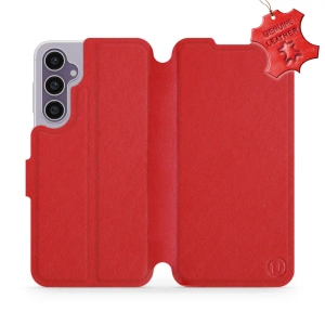 Etui ze skóry naturalnej do Samsung Galaxy S23 FE - wzór Red Leather