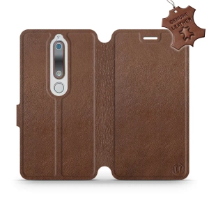 Etui ze skóry naturalnej do Nokia 6.1 - wzór Brown Leather