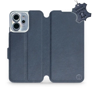 Etui ze skóry naturalnej do OPPO Reno 14 F 5G - wzór Blue Leather