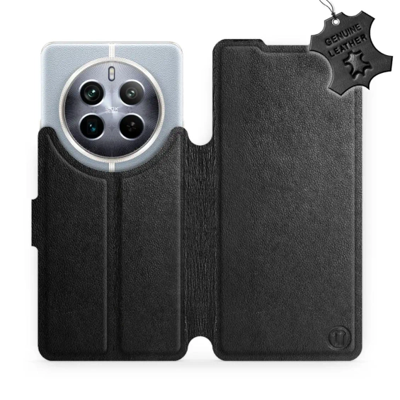 Etui ze skóry naturalnej do Realme 12 Pro Plus 5G - wzór Black Leather