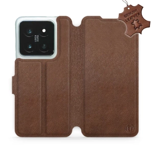 Etui ze skóry naturalnej do Xiaomi 14 Pro - wzór Brown Leather