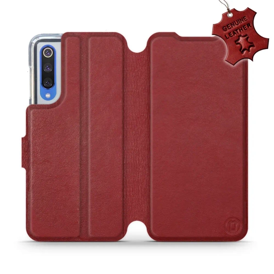 Etui ze skóry naturalnej do Xiaomi Mi 9 SE - wzór Dark Red Leather