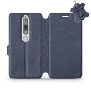 Etui ze skóry naturalnej do Nokia 6.1 - wzór Blue Leather