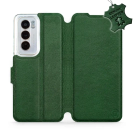 Etui ze skóry naturalnej do OPPO Reno 12 Pro 5G - wzór Green Leather