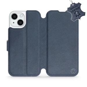 Etui ze skóry naturalnej do Apple iPhone 15 - wzór Blue Leather