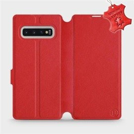 Etui ze skóry naturalnej do Samsung Galaxy S10 Plus - wzór Red Leather