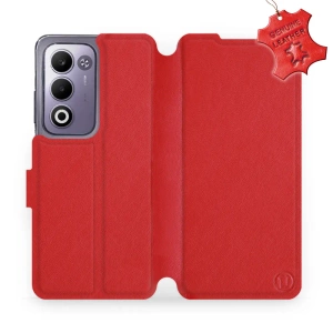 Etui ze skóry naturalnej do OPPO A5m - wzór Red Leather