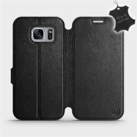 Etui ze skóry naturalnej do Samsung Galaxy S7 Edge - wzór Black Leather